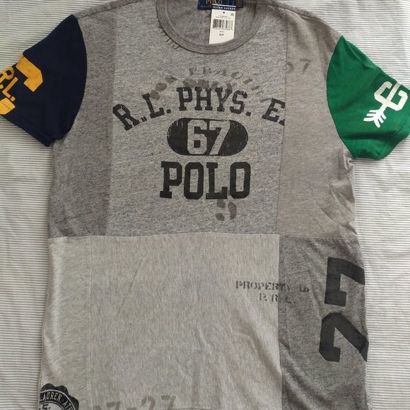 polo ralph lauren, Men's tee, small, gray with multi-color, NWT - Picture 1 of 3
